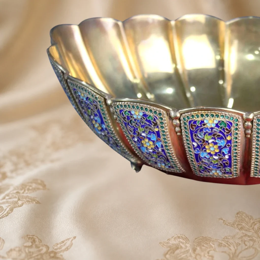 شکلات‌خوری بیضی نقره مینا