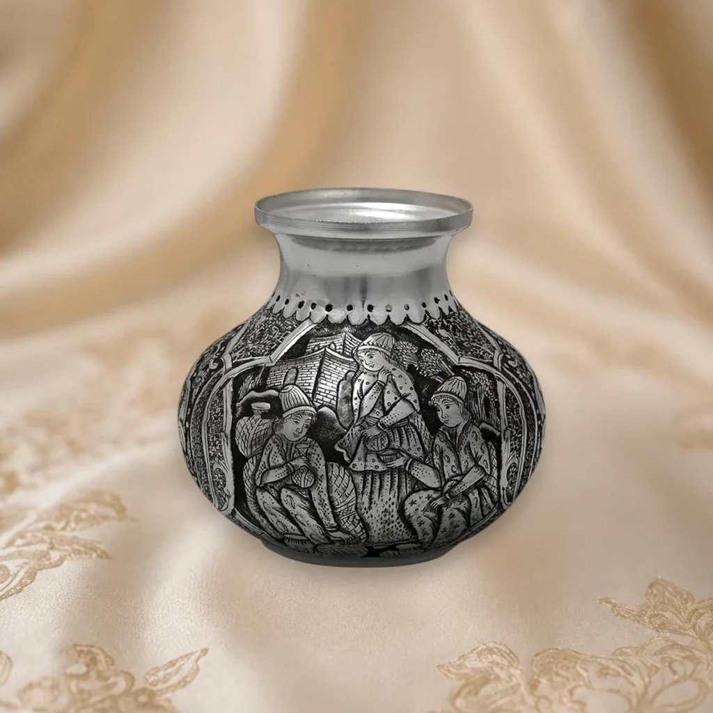 Silver pomegranate vase